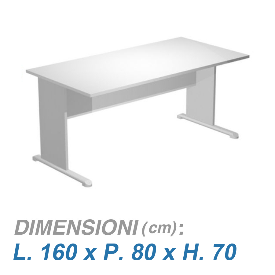 Scrivania ufficio piede metallo VIRGO / cm. L.160xP.80xH.70 GRIGIO