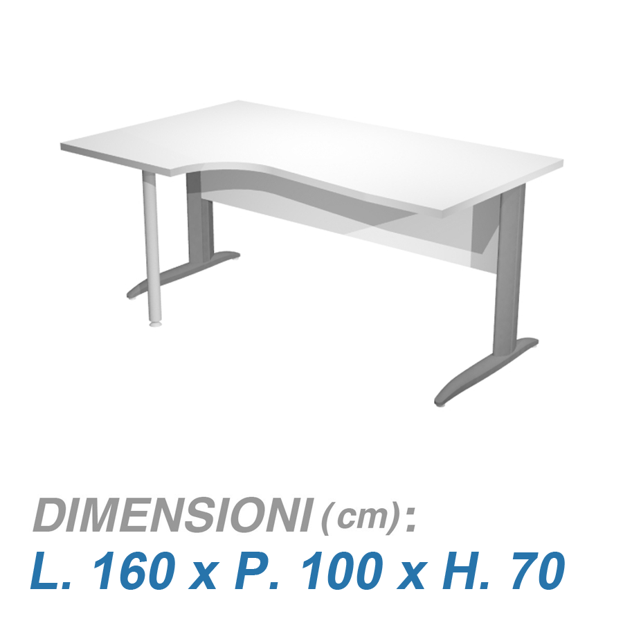 Scrivanie ufficio gambe metalliche VIRGO / cm. L.160xP.80/100xH.70 BIANCO