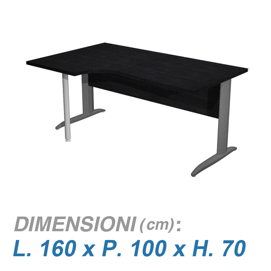 Scrivanie ufficio gambe metalliche VIRGO / cm. L.160xP.80/100xH.70 NERO