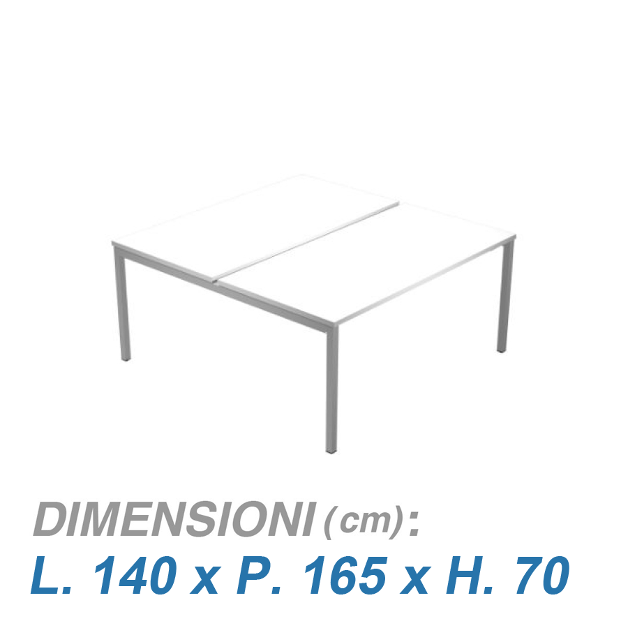 Tavolo Ufficio Bench VIRGO / senza divisorio / BIANCO cm. L.140xP.165xH.70