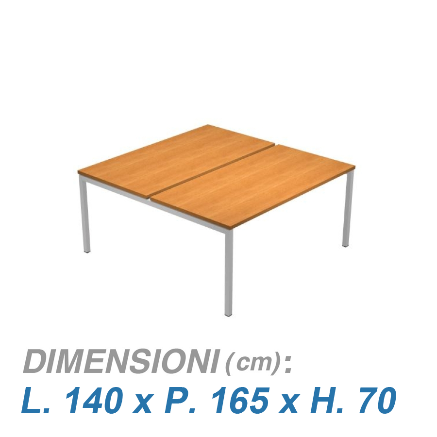 Tavolo Ufficio Bench VIRGO / senza divisorio / NOCE cm. L.140xP.165xH.70