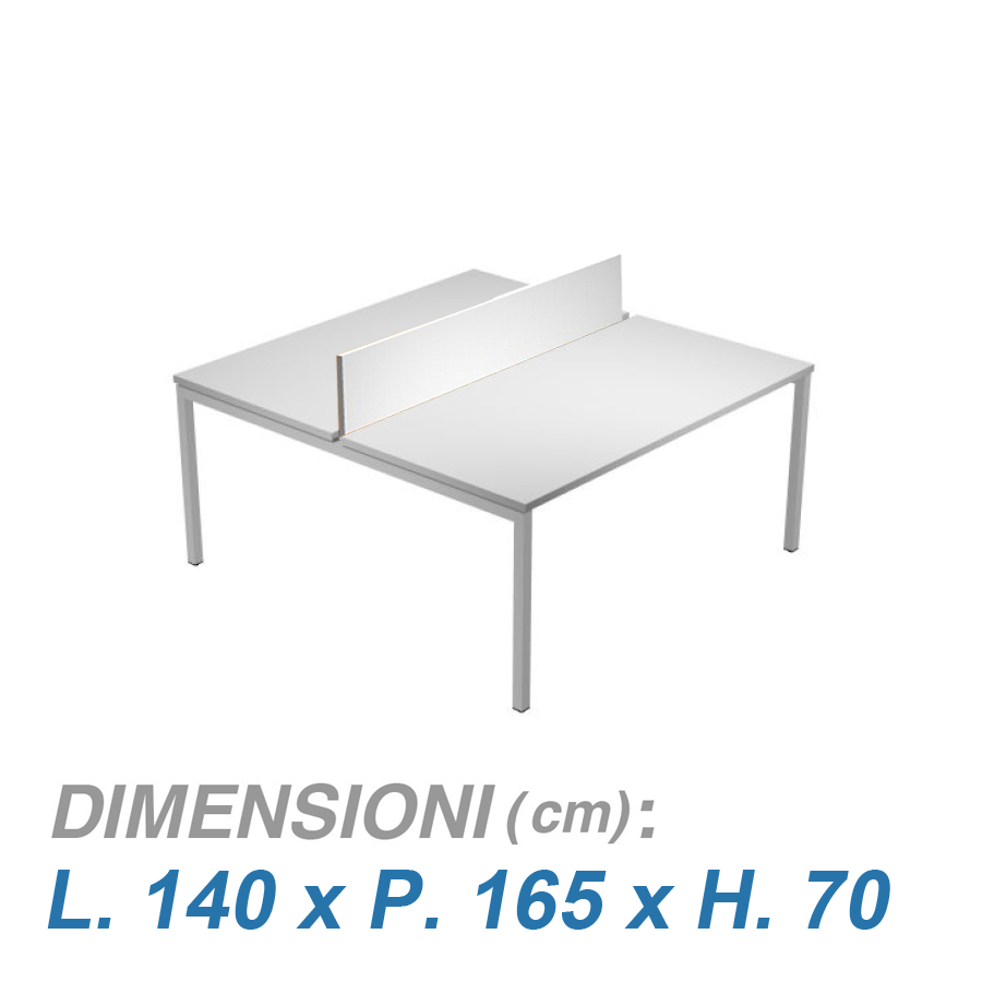 Tavolo Ufficio VIRGO / pannello divisorio / GRIGIO cm. L.140xP.165xH.70