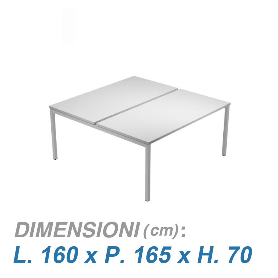 Tavolo Ufficio Bench VIRGO / senza divisorio / GRIGIO cm. L.160xP.165xH.70
