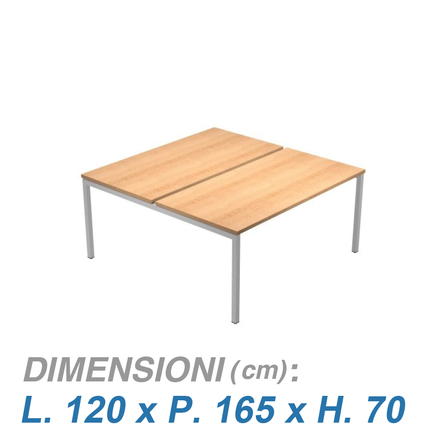 Tavolo Ufficio Bench VIRGO / senza divisorio / FAGGIO cm. L.120xP.165xH.70