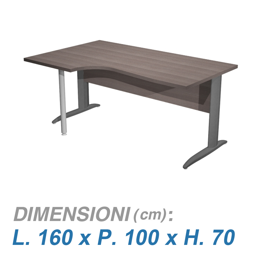 Scrivanie ufficio gambe metalliche VIRGO / cm. L.160xP.80/100xH.70 FRASSINO