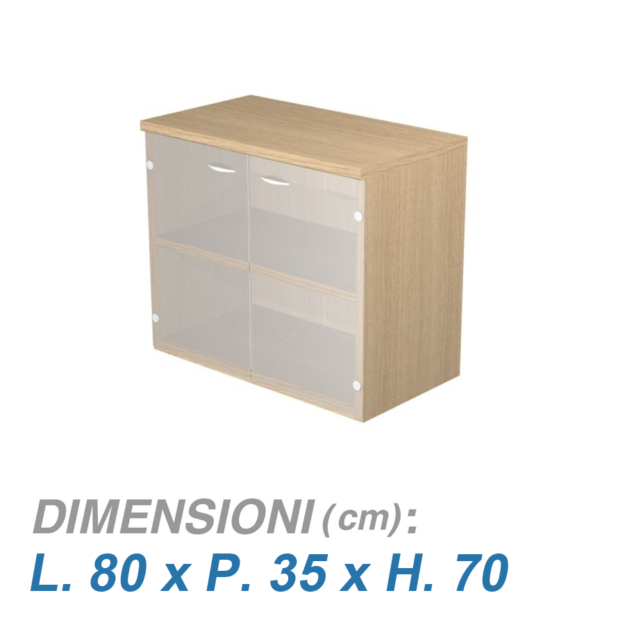 Mobile ufficio anta vetro VIRGO / cm. L.80xP.35xH.70 ROVERE