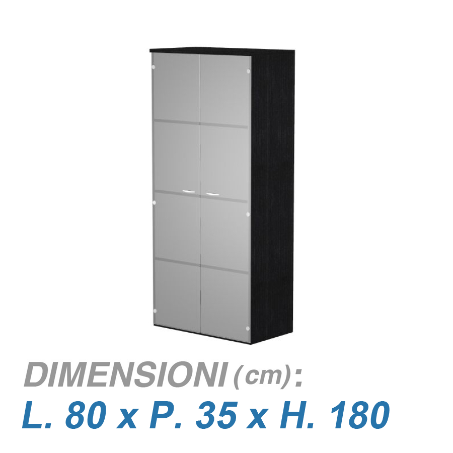 Armadio ufficio anta vetro VIRGO / cm. L.80xP.35xH.180 NERO