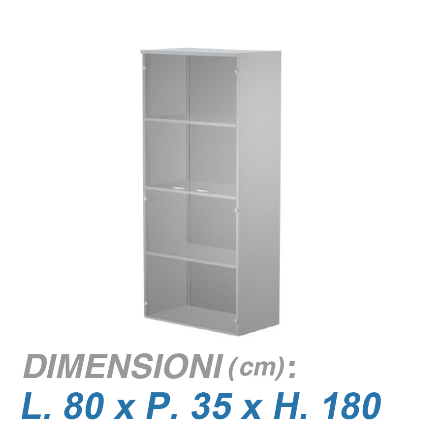 Armadio ufficio anta vetro VIRGO / cm. L.80xP.35xH.180 GRIGIO