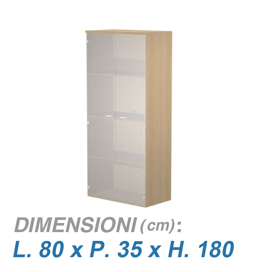 Armadio ufficio anta vetro VIRGO / cm. L.80xP.35xH.180 ROVERE