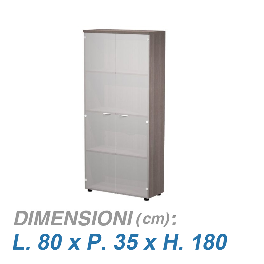 Armadio ufficio anta vetro VIRGO / cm. L.80xP.35xH.180 FRASSINO