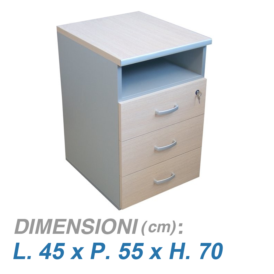 Cassettiera per scrivania BLEND / cm. L.45xP.55xH.70 ACERO