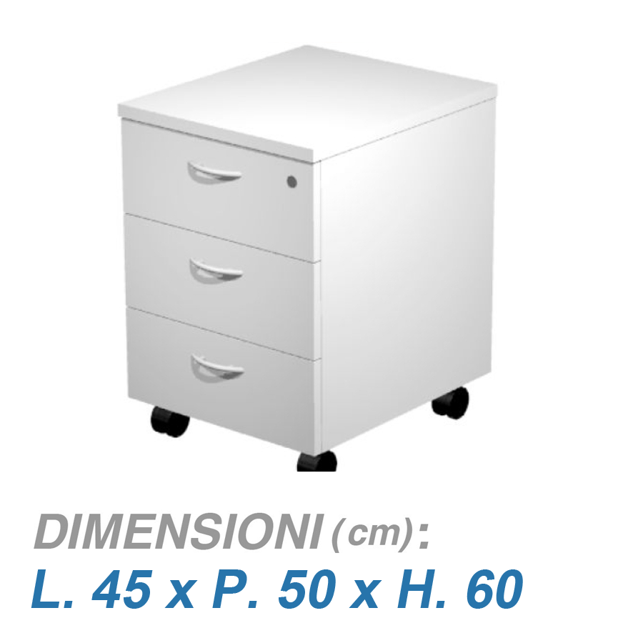 Cassettiera per scrivania VIRGO / cm. L.45xP.50xH.60 BIANCO