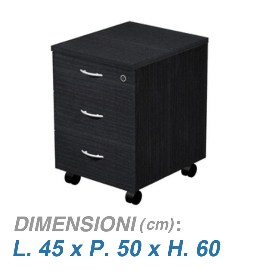 Cassettiera per scrivania VIRGO / cm. L.45xP.50xH.60 NERO