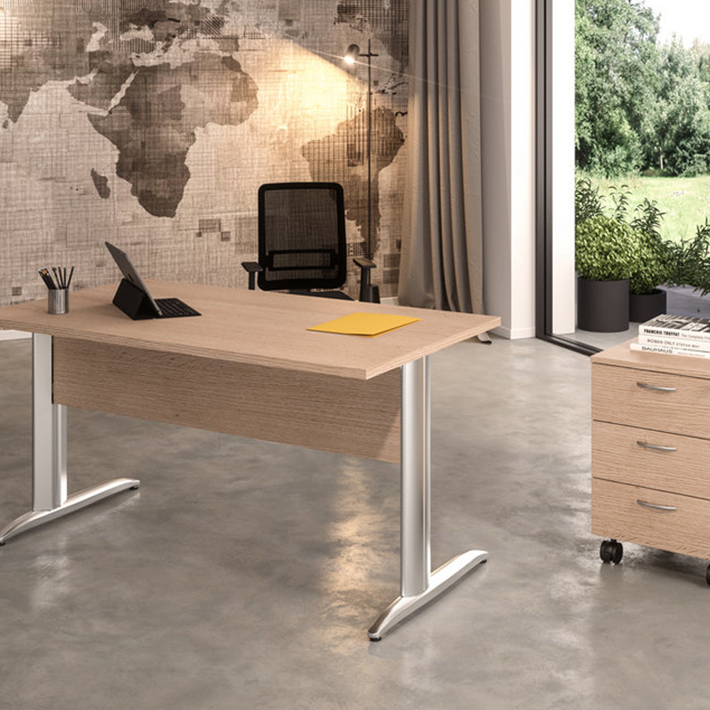 Scrivania ufficio gambe metalliche VIRGO / cm. L.140xP.80xH.70 GRIGIO