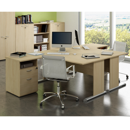 Scrivania ufficio piede metallo VIRGO / cm. L.80xP.80xH.70 GRIGIO