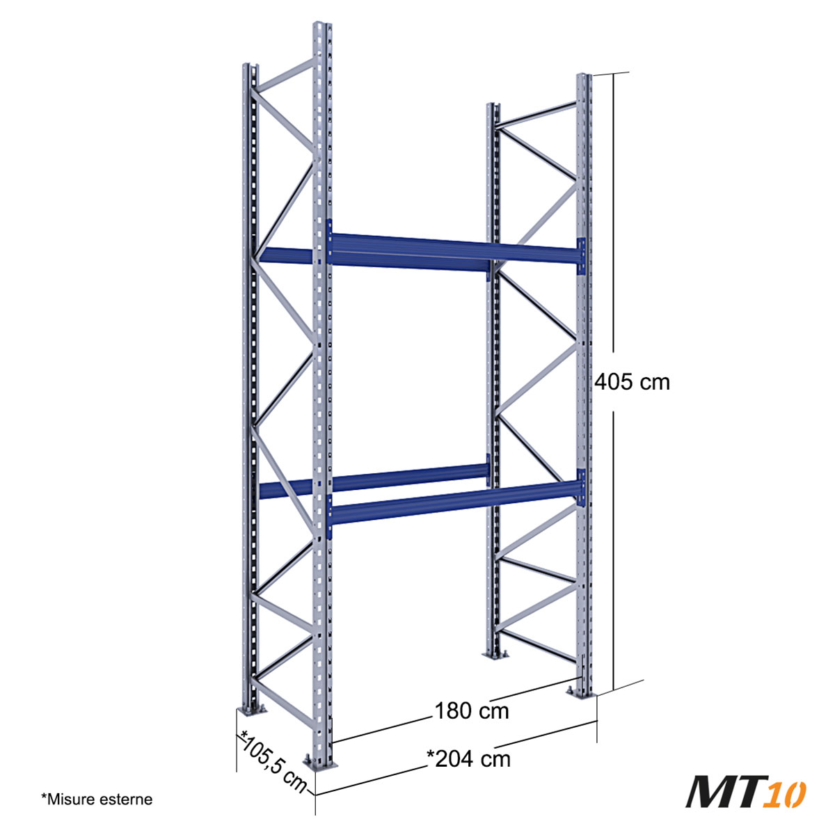 Scaffale portapallet MT10 / cm. L.180xP.100xH.400 / 2 Liv. (BASE)