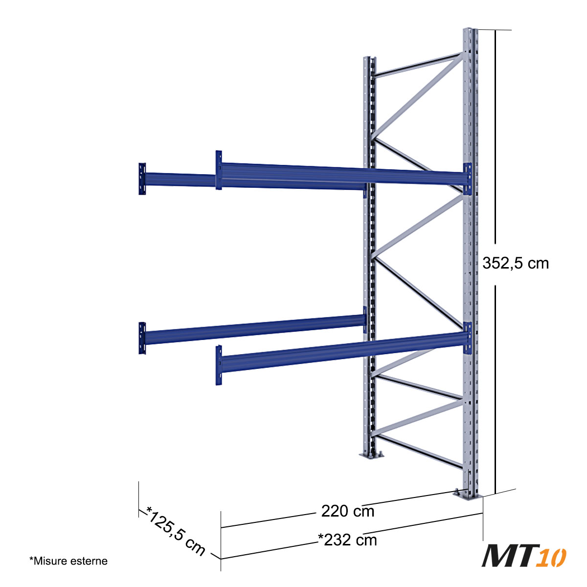 Scaffale portapallet MT10 / cm. L.220xP.120xH.350 / 2 Liv. (AGG)