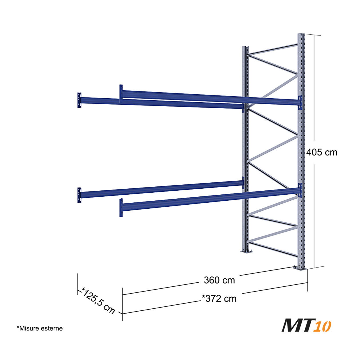 Scaffale portapallet MT10 / cm. L.360xP.120xH.400 / 2 Liv. (AGG)