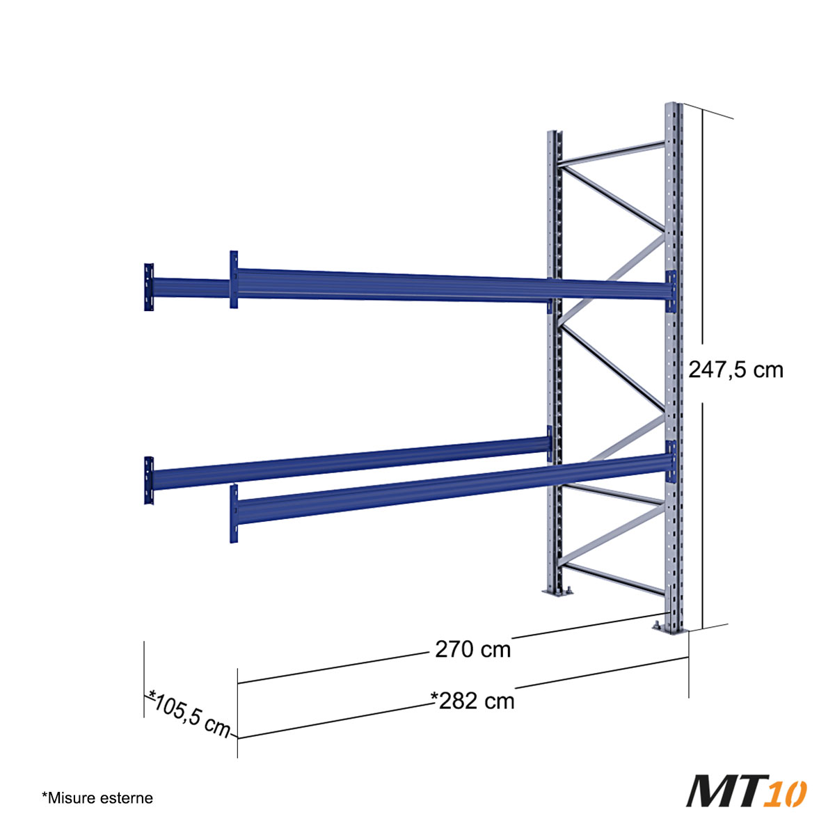 Scaffale portapallet MT10 / cm. L.270xP.100xH.250 / 2 Liv. (AGG)