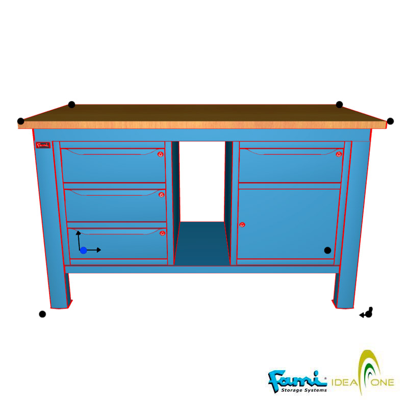 Banco da lavoro piano in legno (BLU) / cm. L.150xP.75xH.90 – CST40