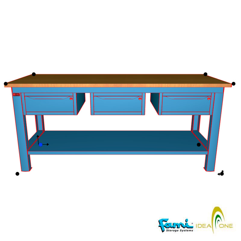 Banco da lavoro piano in legno (BLU) / cm. L.200xP.75xH.90 – CST51