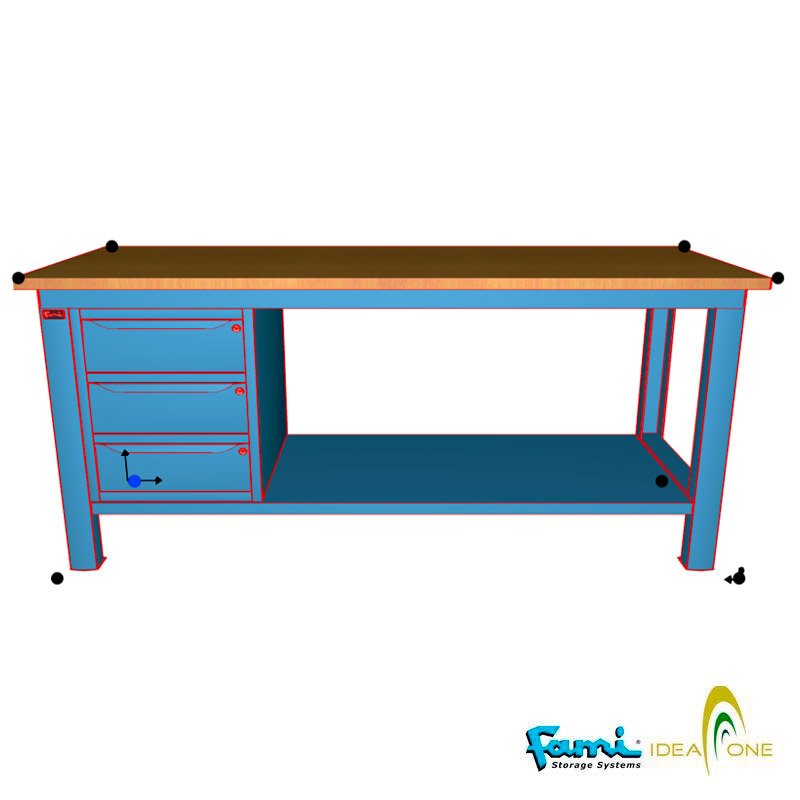 Banco da lavoro piano in legno (BLU) / cm. L.200xP.75xH.90 – CST60