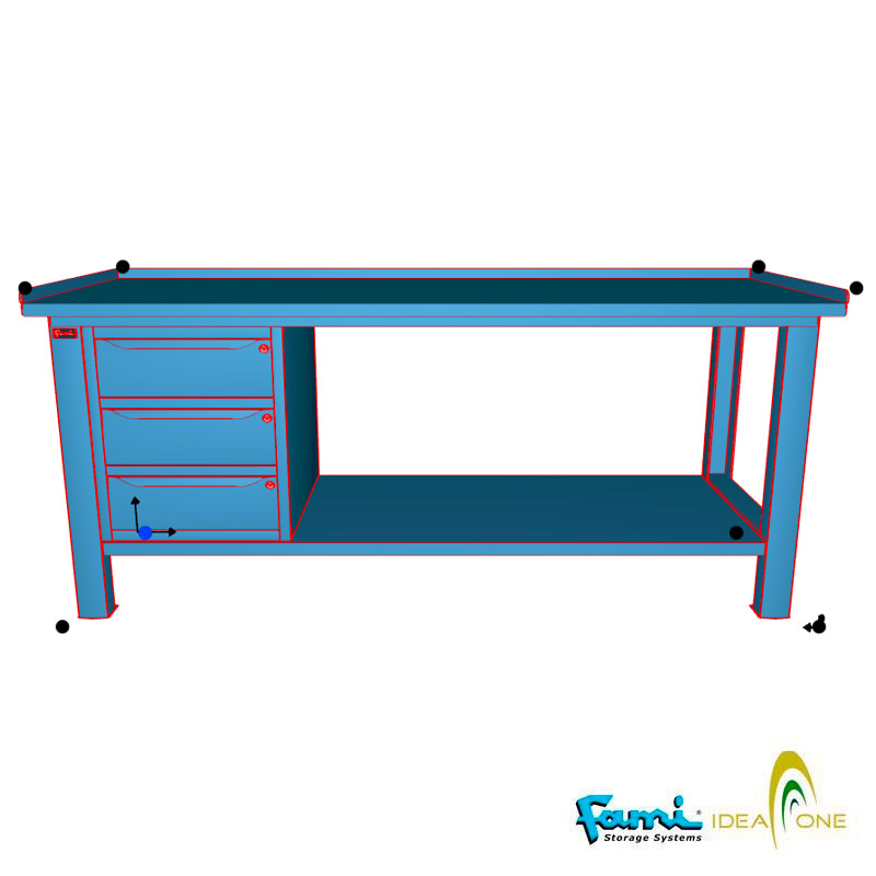 Banco da lavoro piano in acciaio (BLU) / cm. L.200xP.70xH.85 – CST30