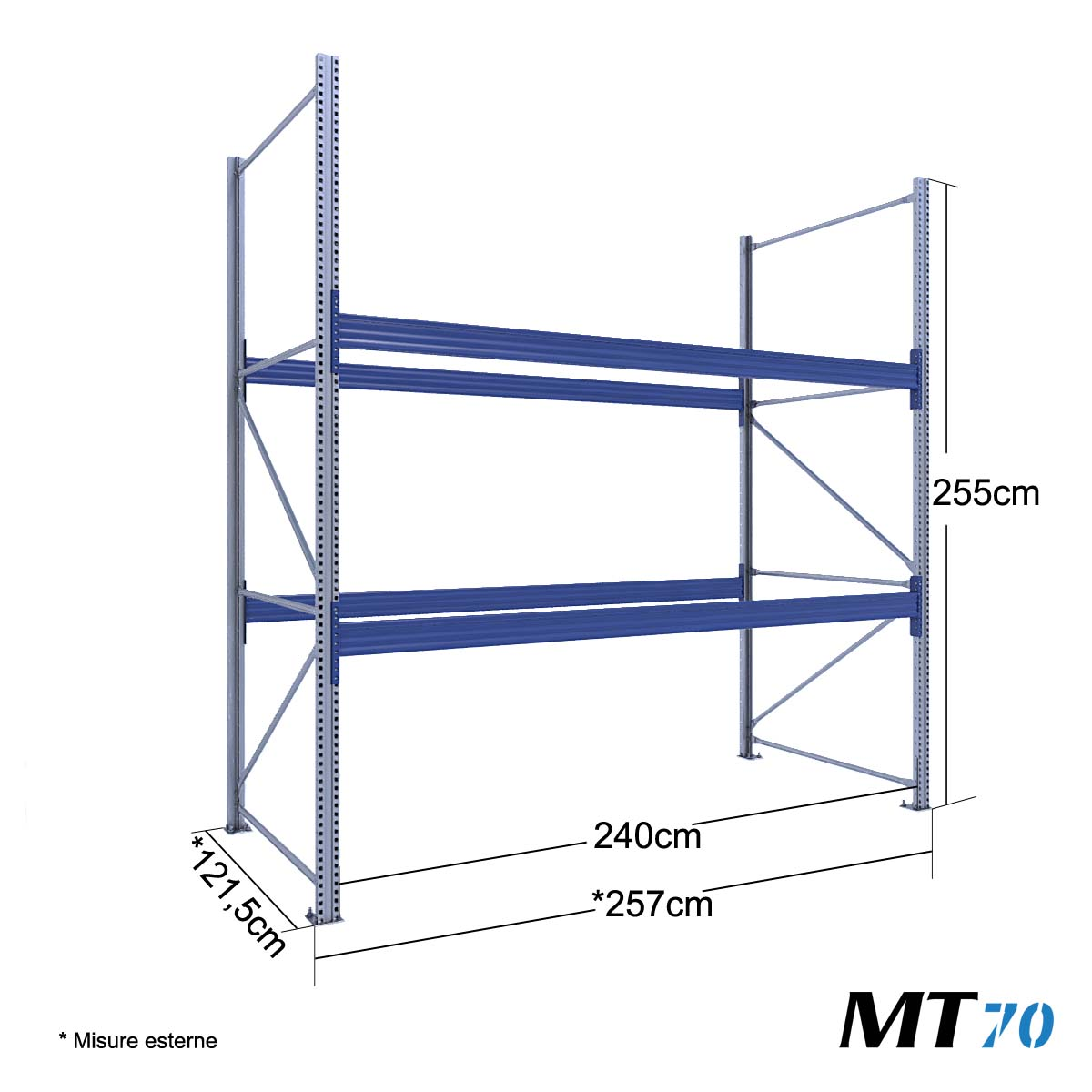 Scaffalature portapallet metalliche MT70 / cm. L.240xP.120xH.250–BASE