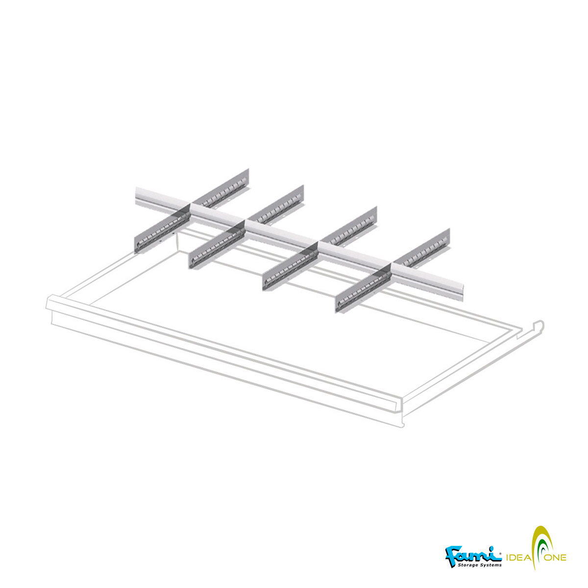 Divisori per cassetti portautensili fessurati 9 pz / H15/17,5cm - FLEXA 54X27