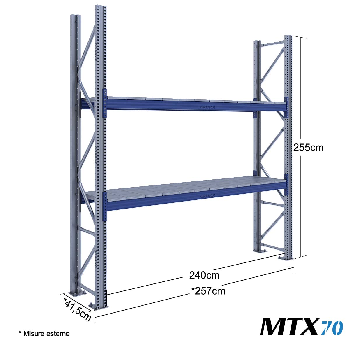 Scaffali metallici picking MTX70 / cm. L.240xP.40xH.255-BASE