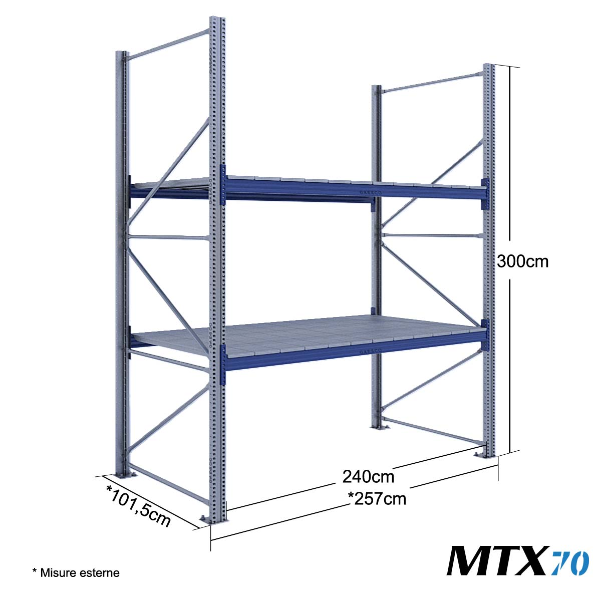 Scaffali metallici picking MTX70 / cm. L.240xP.100xH.300-BASE