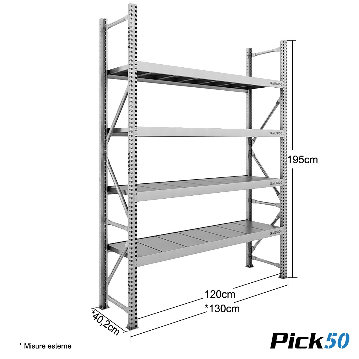 Scaffale Magazzino Robusto - cm. L.120xP.40xH.195 - Pick50