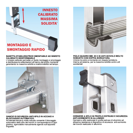 Scala professionale allungabile in 2 tronchi a sfilo - 12 gradini