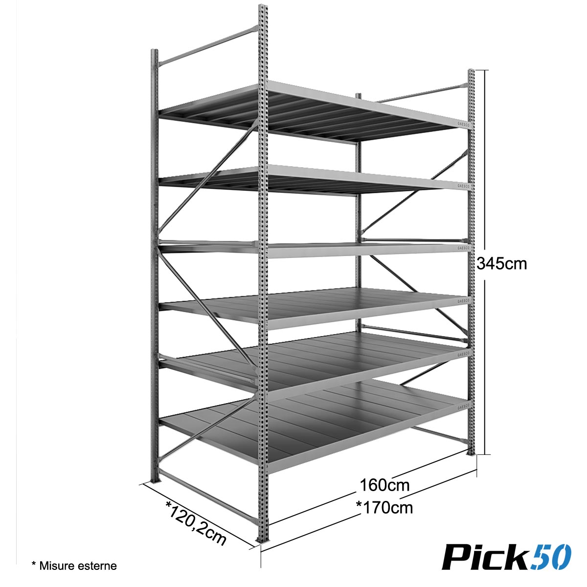 Scaffale Magazzino Robusto - cm. L.160xP.120xH.345 - Pick50