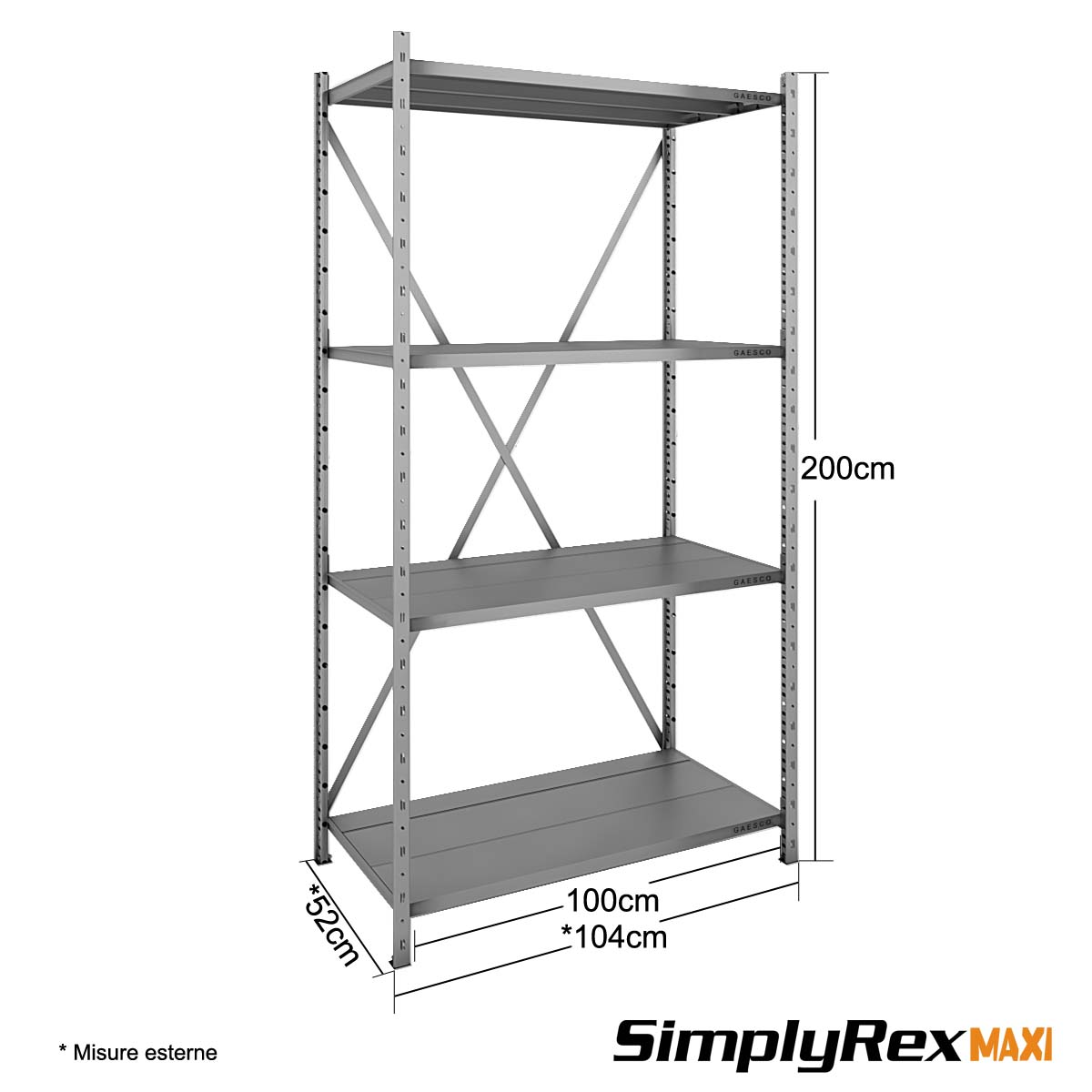 Scaffale Componibile - cm.L.100xP.50xH.200 Simplyrex