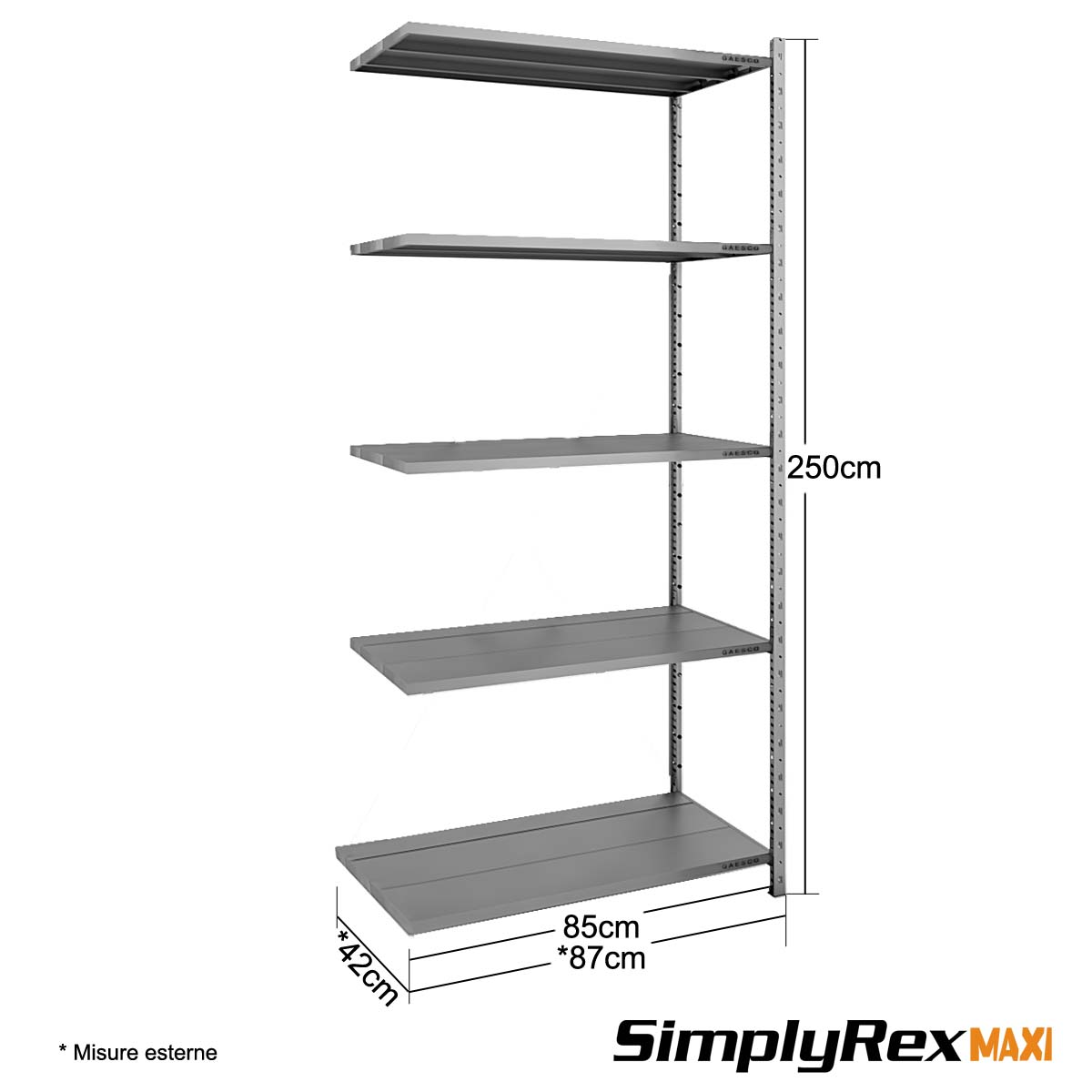 Scaffale Componibile - cm. L.85xP.40xH.250 (AGG) Simplyrex