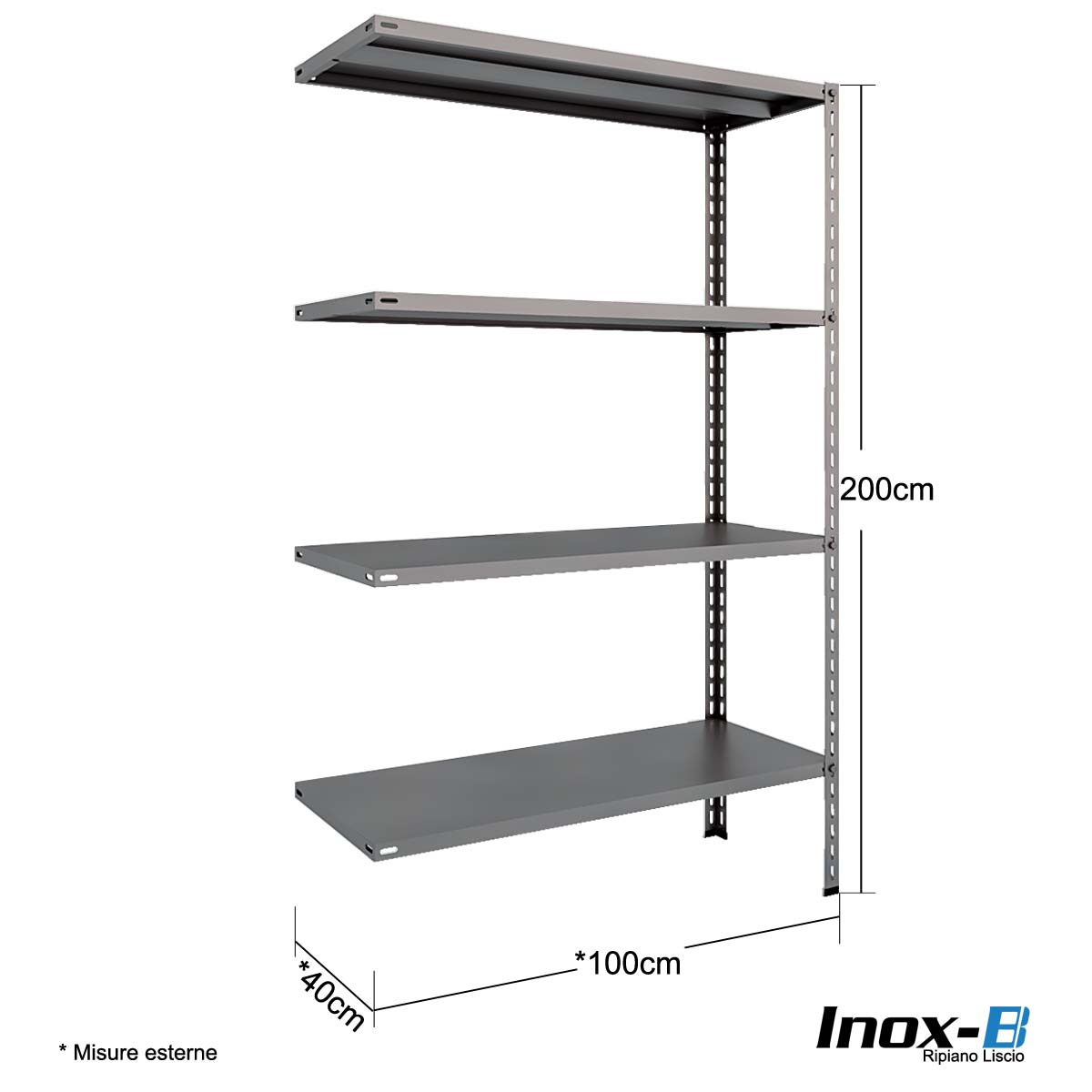 Scaffale Inox-B liscio cm. L.100xP.40xH.200 – AGG.