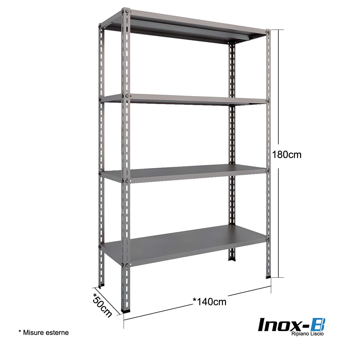 Scaffale acciaio inox certificato - INOXB – cm. L.140xP.50xH.180H (BULLONE)