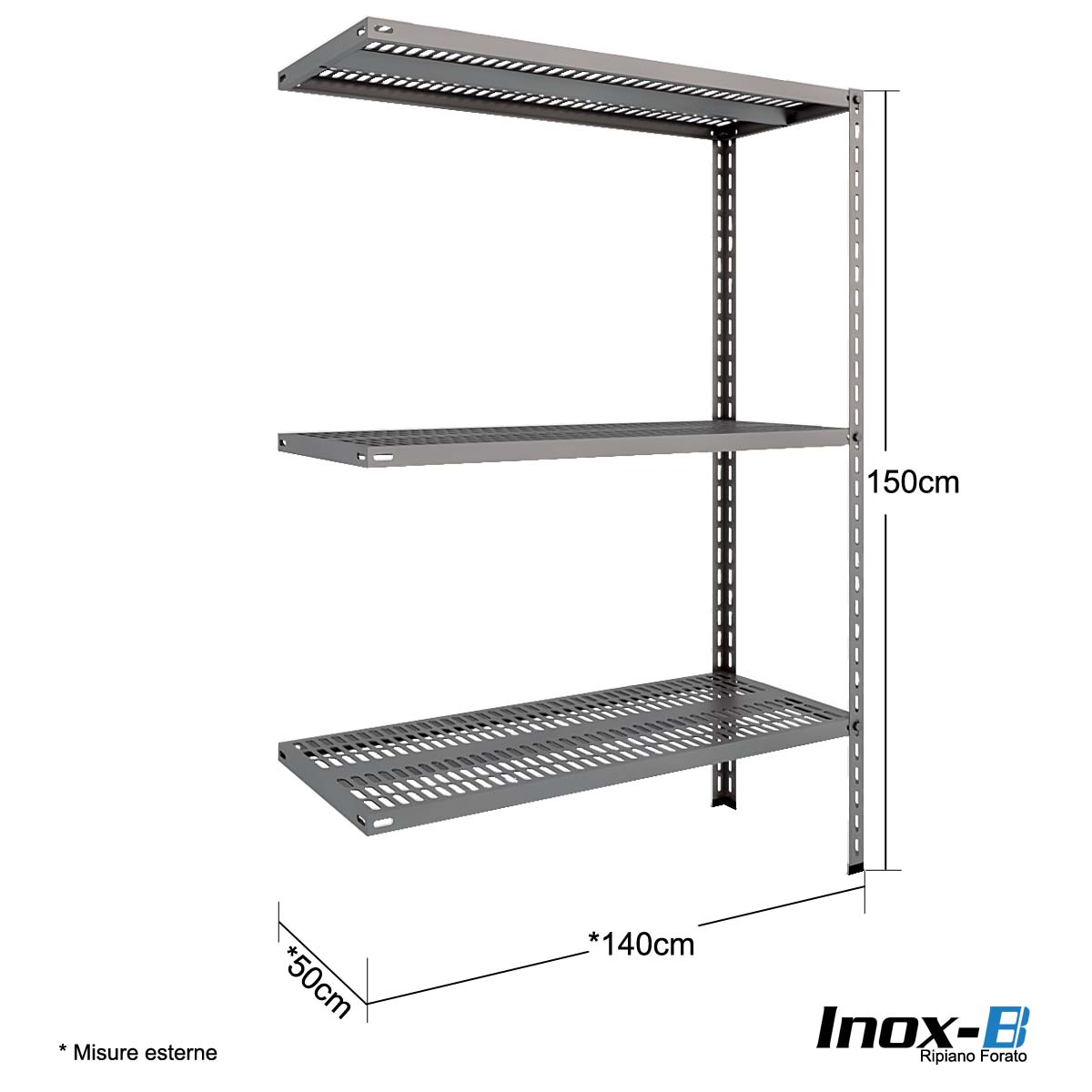 Scaffale Inox-B forato cm. L.140xP.50xH.150 – AGG.