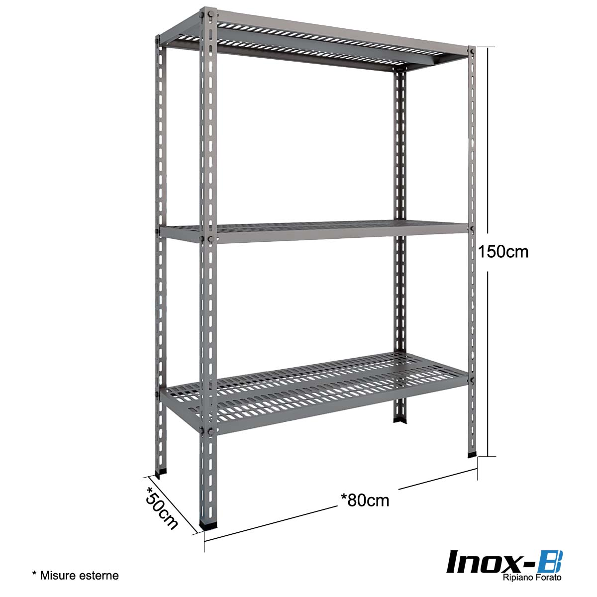 Scaffale Acciaio inox Bullone - Rip. forato -  cm. L.80xP.50xH.150
