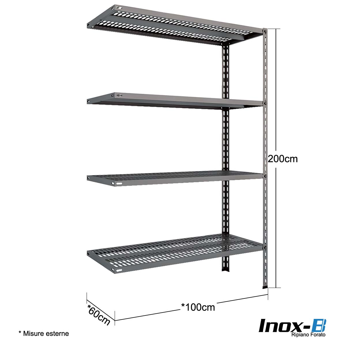 Scaffale Inox-B forato cm. L.100xP.60xH.200 – AGG.
