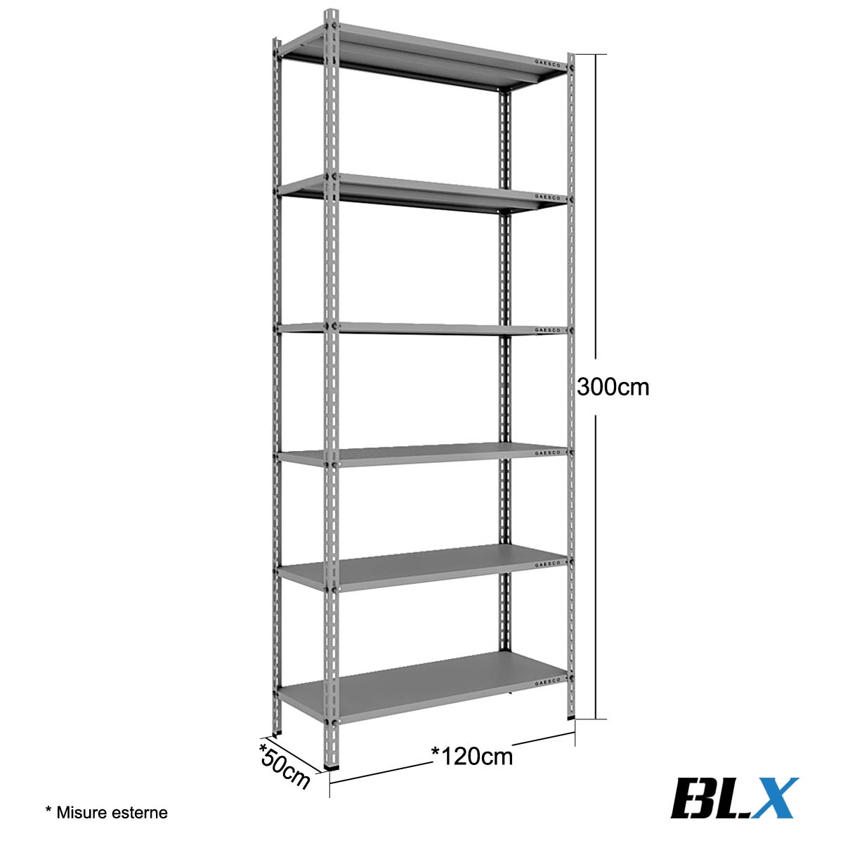 Scaffale a bullone BLX 6 rip. / cm. L.120xP.50xH.300