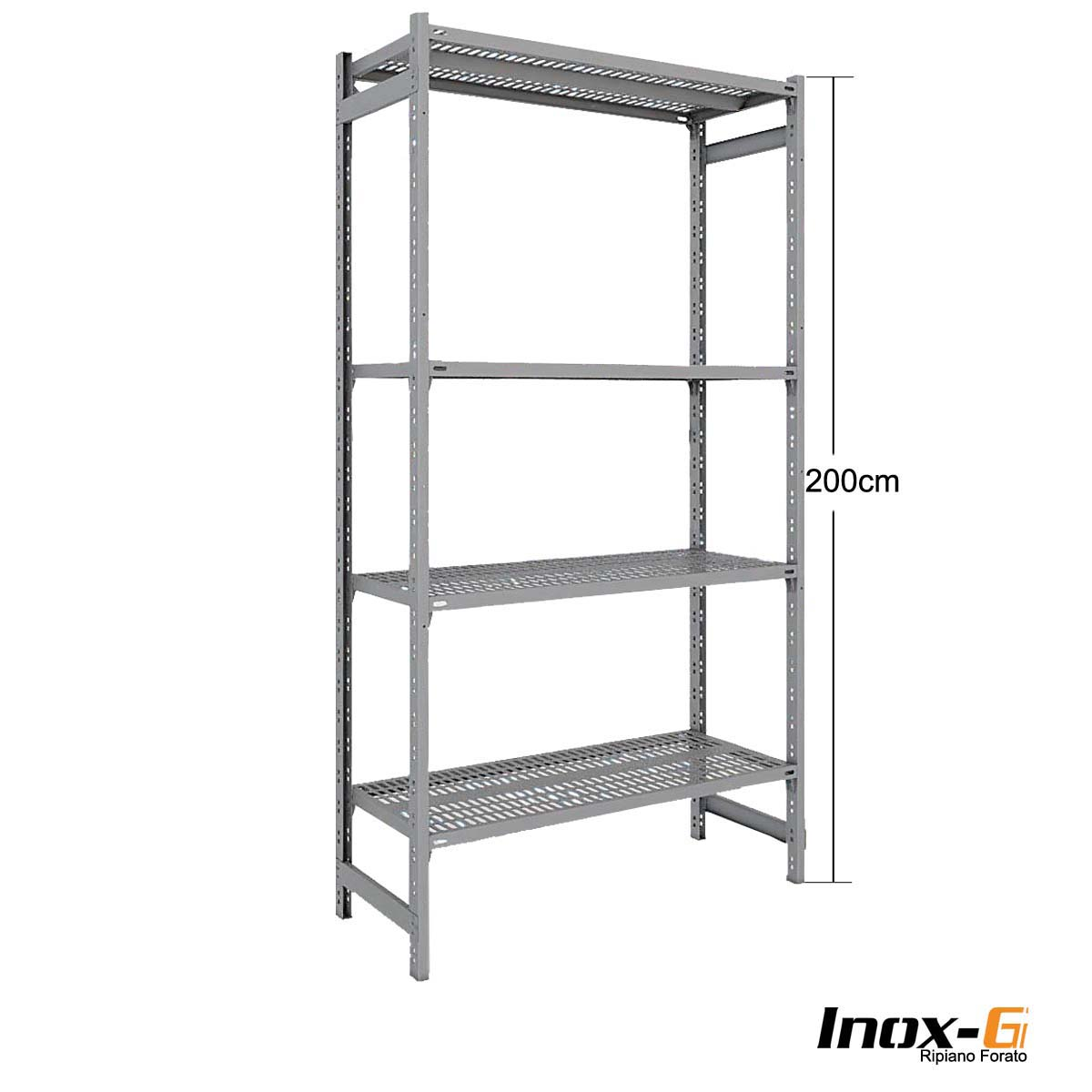 Scaffali acciaio inox a gancio ripiano forato - Altezza cm.200