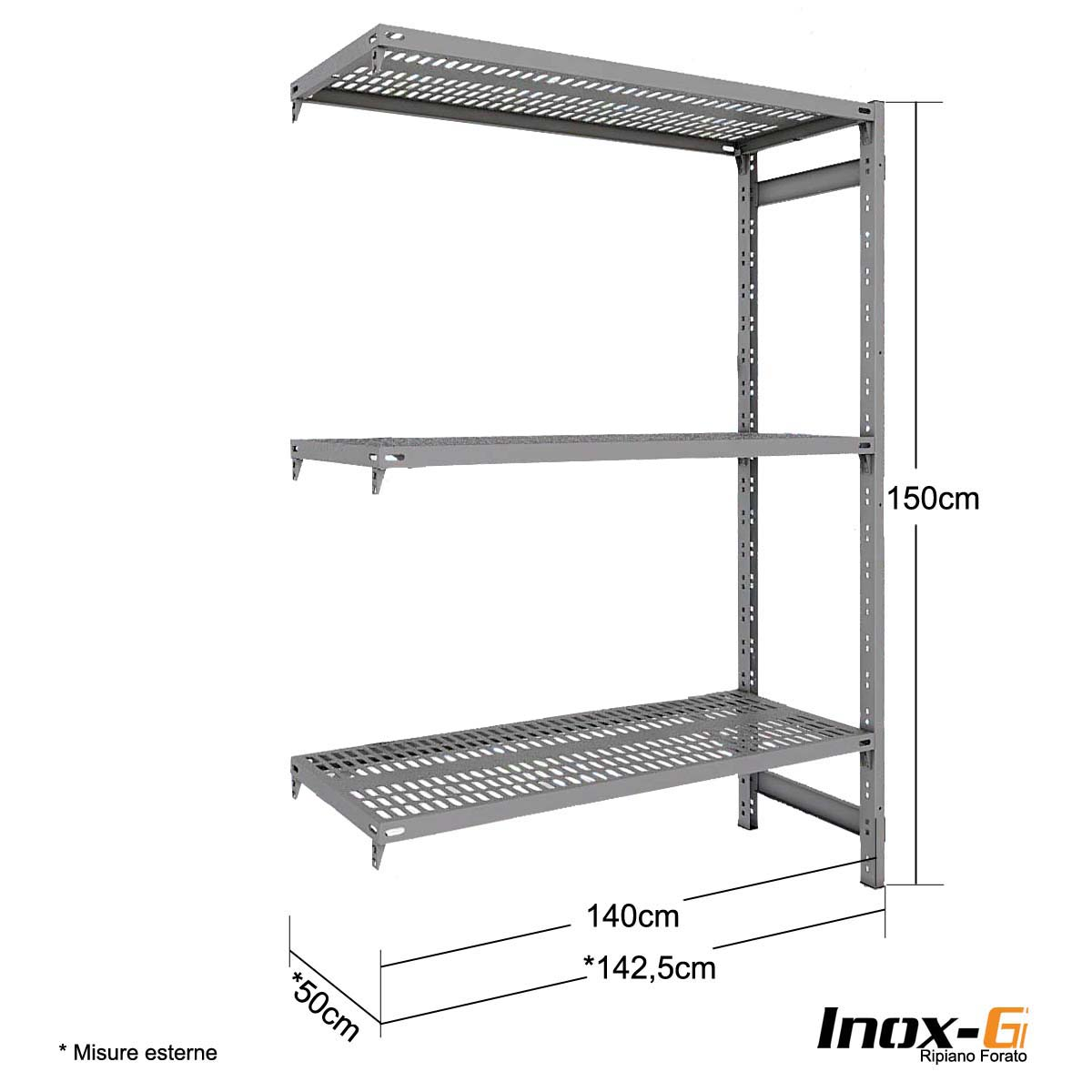 Scaffale Inox-G forato cm. L.140xP.50xH.150 – AGG.