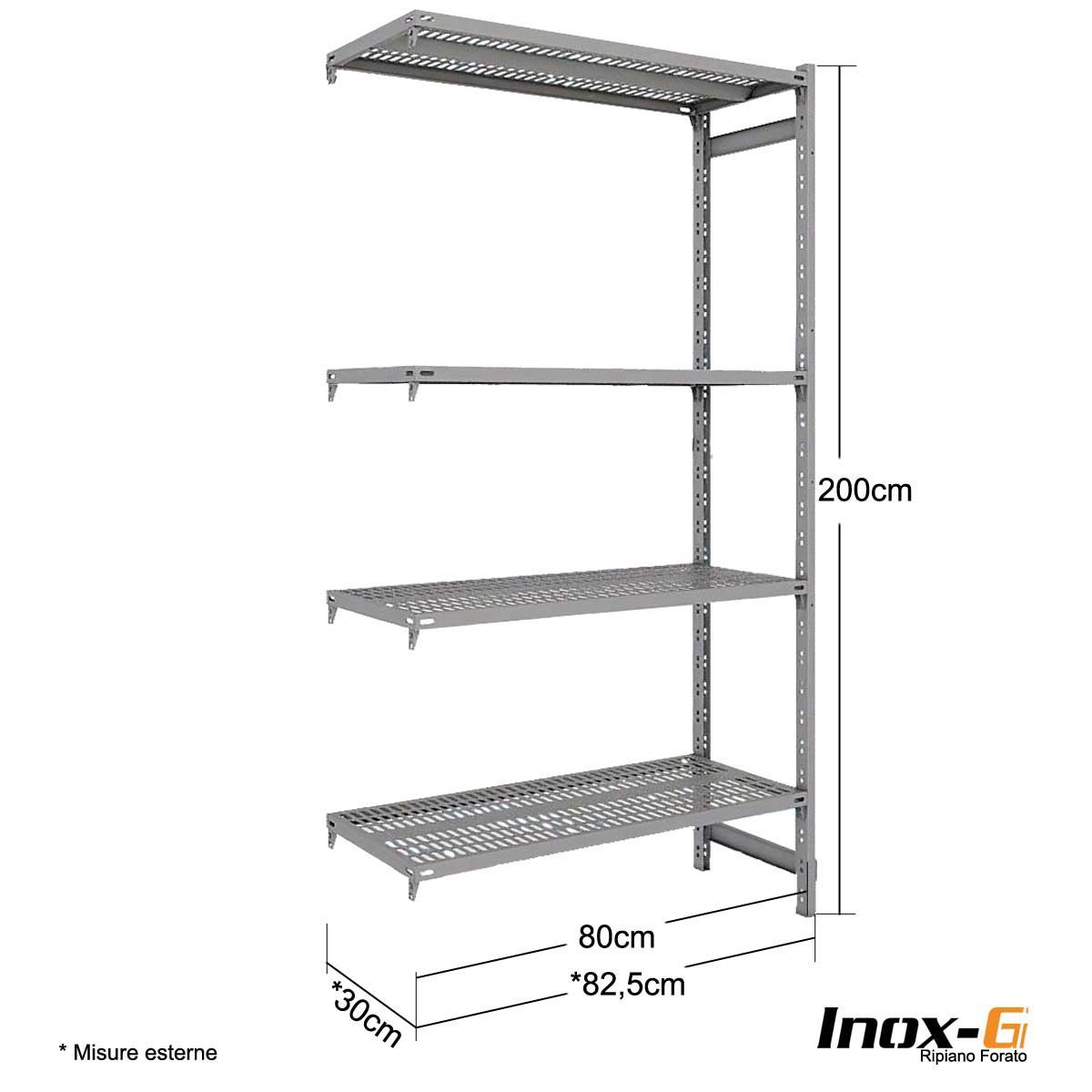 Scaffale Inox-G forato cm. L.80xP.30xH.200 – AGG.