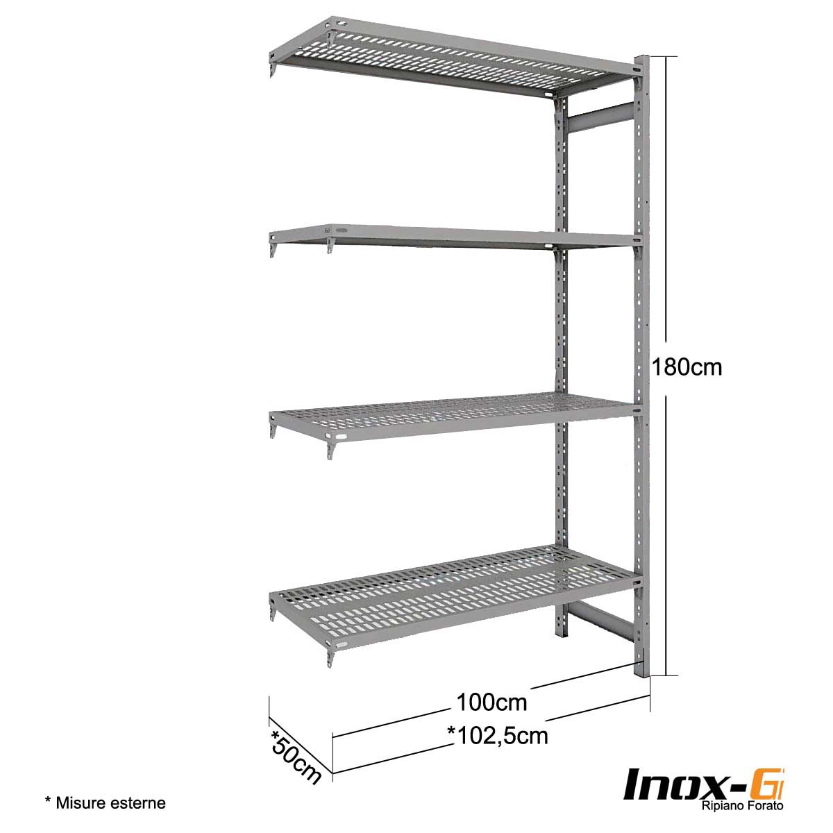Scaffale Inox-G forato cm. L.100xP.50xH.180 – AGG.