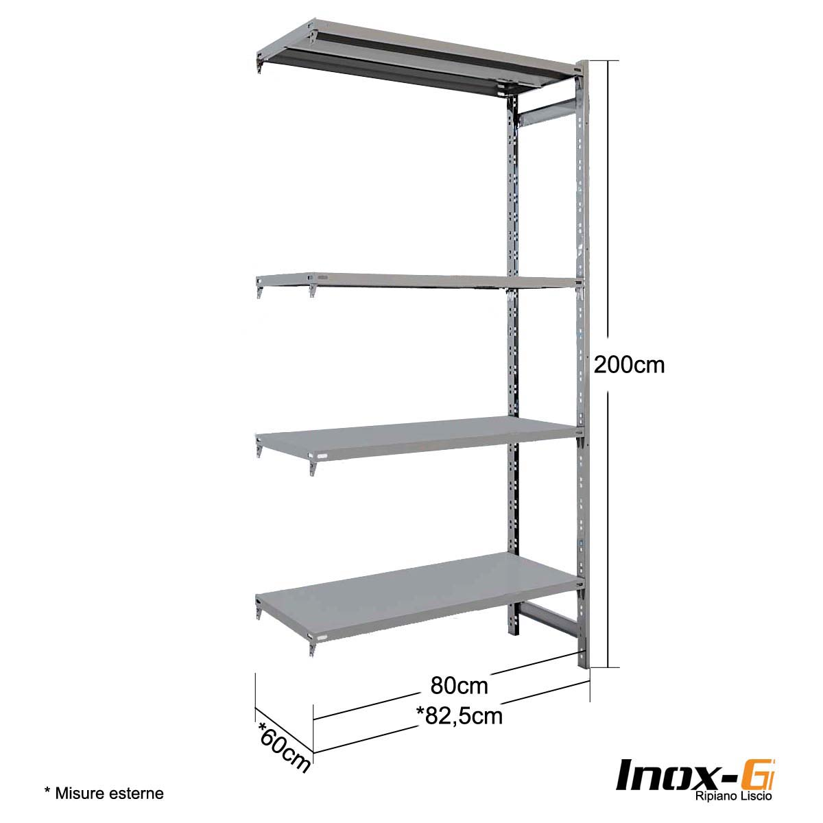 Scaffale Inox-G liscio cm. L.80xP.60xH.200 – AGG.