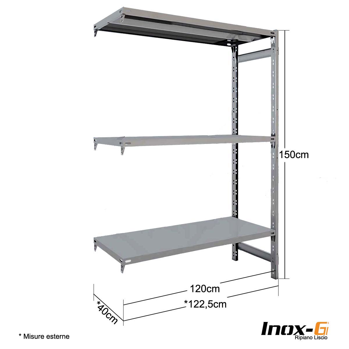Scaffale Inox-G liscio cm. L.120xP.40xH.150 – AGG.