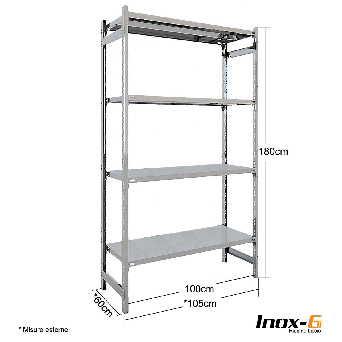 Scaffale in acciaio Inox - cm. L.100xP.60xH.180
