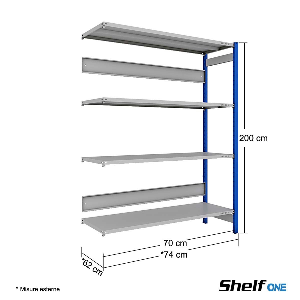 Scaffali a gancio con 4 ripiani Shelf One / cm. L.70xP.60xH.200-AGG.VO